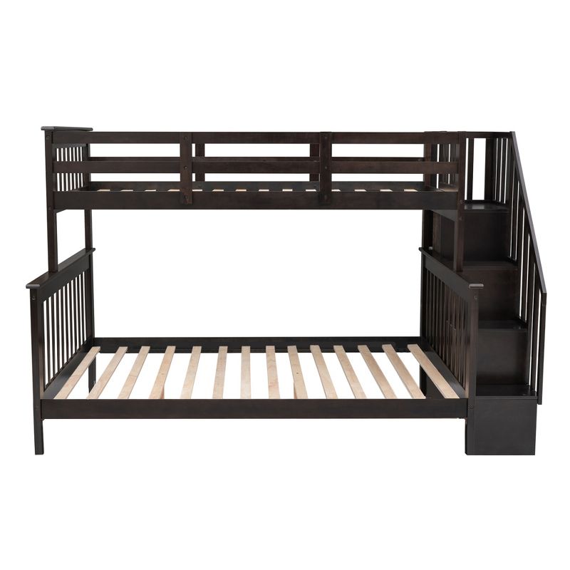 Twin-Over-Full Bunk Bed with Storage Stairs and Guard Rail - ModernLuxe, 5 of 11