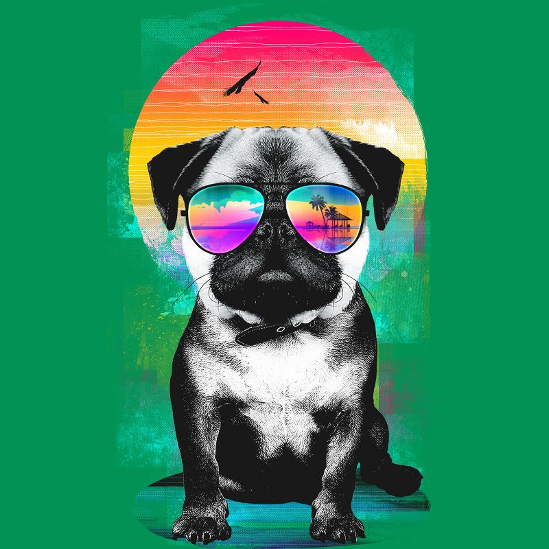 Junior's Design By Humans Summer Pug By clingcling T-Shirt, 2 of 4