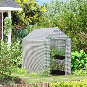 CAVINAS 7'x5'x6' Greenhouse with Mesh Door and Vent Windows, UV protective for Growing Flowers, Herbs - 1 of 4