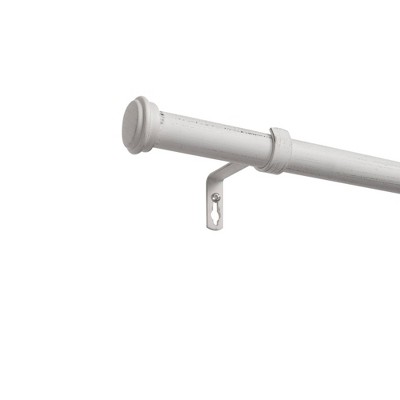Distressed White Adjustable Iron Curtain Rod with Finials
