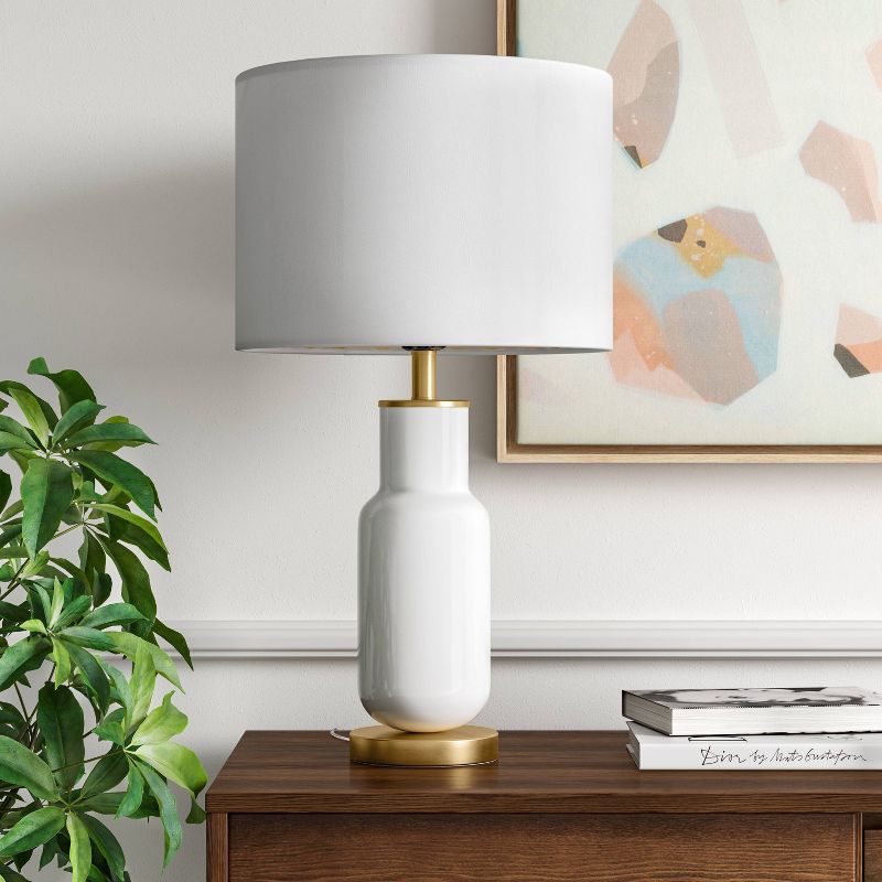 Large Assembled Tapered Glass Table Lamp (Includes LED Light Bulb) White - Threshold&#8482;, 3 of 6