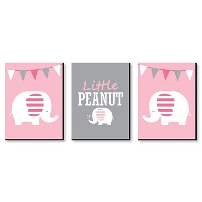 Pink elephant nursery wall sales decor