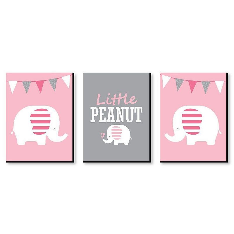 Big Dot of Happiness Pink Elephant - Baby Girl Nursery Wall Art and Kids Room Decorations - Gift Ideas - 7.5 x 10 inches - Set of 3 Prints, 1 of 8