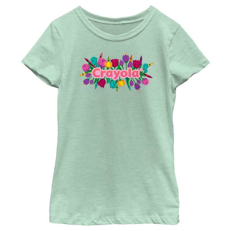 Girl's Crayola Floral Logo T-Shirt, 1 of 5