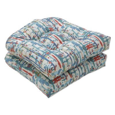 2pc 19" x 19" Outdoor/Indoor Quiddt Seat Cushion Americana Blue - Pillow Perfect