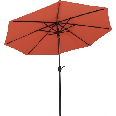 Sunnydaze Outdoor Patio Table Umbrella with Fade-Resistant Canopy, Tilt, and Crank - 9' - Rust Orange