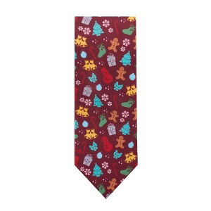 Jacob Alexander Christmas Tree Décors Snowman Gingerbread Gifts Snowflakes Extra Long Neck Tie for Big and Tall Men - 1 of 4