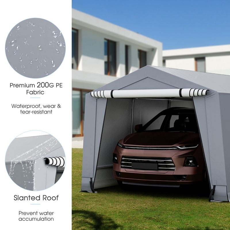 Costway 10' x 16'\10.2' X 20.4'  Heavy-Duty Carport Car Canopy Shelter Outdoor Portable Garage Door, 3 of 9