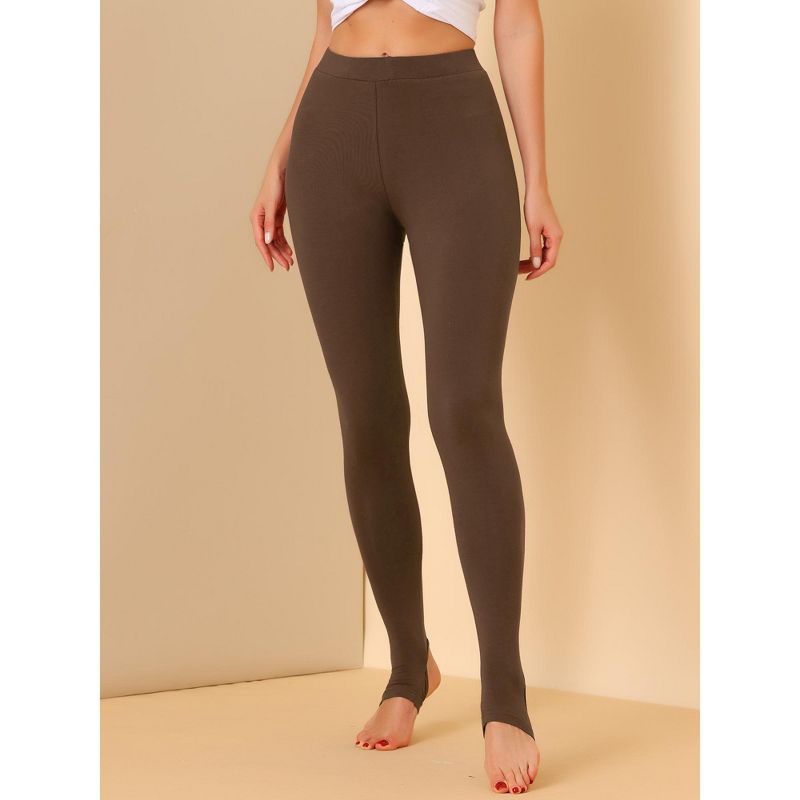 Allegra K Women's Elastic Waistband Soft Gym Yoga Cotton Stirrup Pants Leggings, 4 of 7