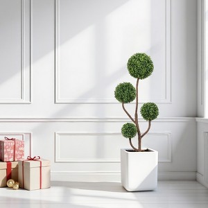 3.9FT Artificial Boxwood Topiary Tree, Spherical Faux Green Plant, Indoor/Outdoor, Easy Storage-- Frevyn - 1 of 4