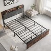 Metal bedstead, with storage headboard, platform bedstead, solid metal Flat noodles support, no noise, no box spring - 4 of 4