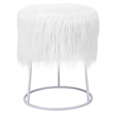 White Faux Fur Vanity Chair 