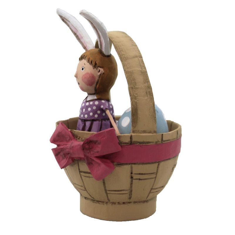 Lori Mitchell 6.5 Inch Easter Greetings Bunny Ears Basket Egg Figurines, 2 of 4