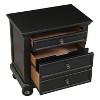 Vynxaria Casual Transitional Nightstand - Black Finish, 2 Dovetail Drawers, Bun Feet, Antique Bronze Knobs, Bedroom Bedside Table - 3 of 4