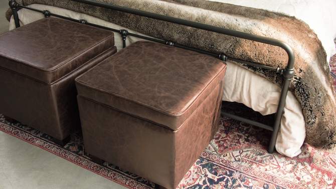 Square Storage Ottoman with Piping and Lift Off Lid - WOVENBYRD, 2 of 11, play video