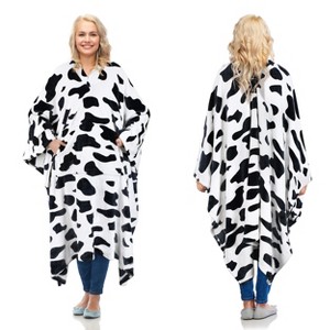 Cozy Fleece Wrap Shawl With Large Front Pockets, Woman Wearable Blanket, Travel Wrap Blanket Cape, Warm Soft Fuzzy Snuggly, Gift for Her - Catalonia - 1 of 4