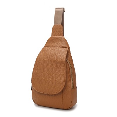 MKF Collection Cleisy M logo Embossed Vegan Leather Women’s Sling Bag by Mia K