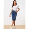 Allegra K Women's Button Decor Side Slit Slash Pocket Midi Denim Skirt - 4 of 4