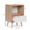 Vynxaria Modern Side Table with Drawer & Shelf, Natural and White, Pinewood Legs, Ample Storage, Easy Assembly - 2 of 4