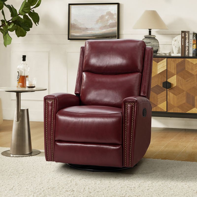 Hilario Fall 30.31''Wide Genuine Leather Swivel Rocker Recliner  Deal of the day | ARTFUL LIVING DESIGN, 3 of 12