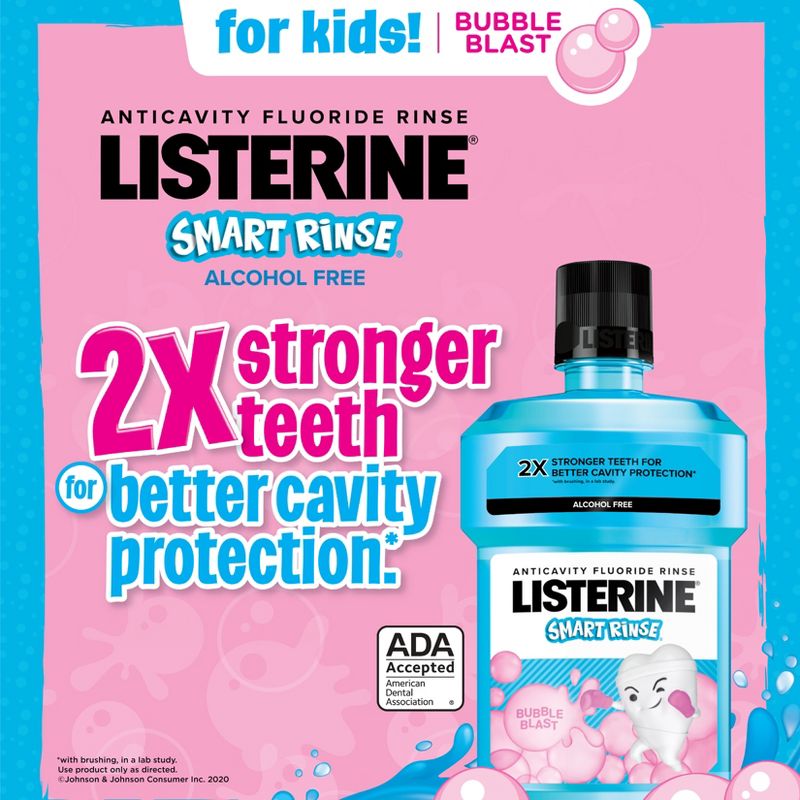 Listerine Smart Rinse Kids&#39; Fluoride Anticavity Mouthwash Bubble Gum - 16.9 fl oz, 5 of 9
