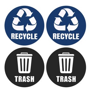 Unique Bargains Vinyl Recycle Sticker Trash Can Bin Labels 5 Inch Blue and Black 4 Pcs - 1 of 4