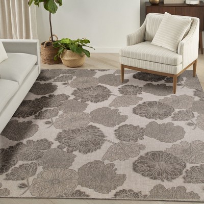 Natural Floral Flatweave Synthetic Indoor Outdoor Rug 8' x 10'