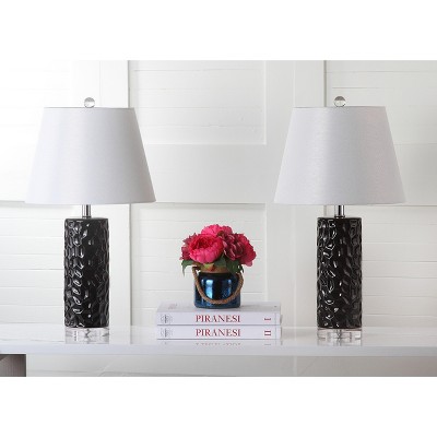 Dixon 24-Inch Navy Ceramic Table Lamp Set with Cotton Shades