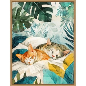 Amanti Art Cats Lives Napping by Justyna Jaszke Framed Canvas Wall Art - 1 of 4