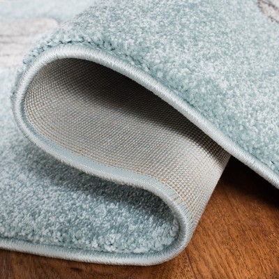 Ivory and Blue Kids' Storybook Animal Area Rug