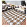 Black and white - 9*12 feet  Outdoor Area Rug Plastic Waterproof  Stain Resistant Checkered Reversible Light Weight Portable Mat UV Resistant Carpet - 3 of 4