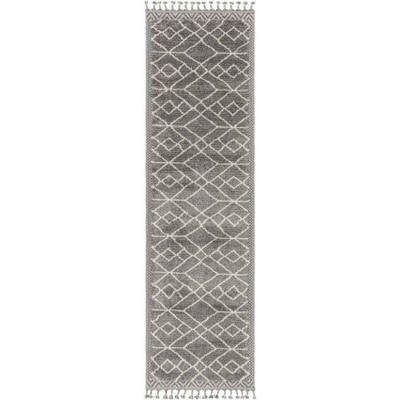 Mark & Day Wellsburg 2'10"x10' Runner Woven Indoor Area Rugs Charcoal: Geometric Bohemian Stain-Resistant Polypropylene