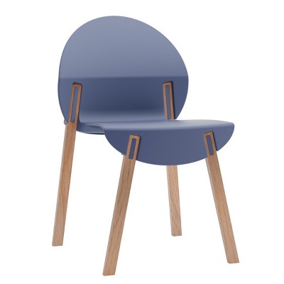 GlasFlength Accent Chairs Contemporary Oak Wood Legs Comfortable Stylish PP Seat For Dining Living Room, Blue, 20.08"*19.29"*31.89"