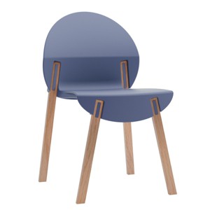 GlasFlength Accent Chairs Contemporary Oak Wood Legs Comfortable Stylish PP Seat For Dining Living Room, Blue, 20.08"*19.29"*31.89" - 1 of 4