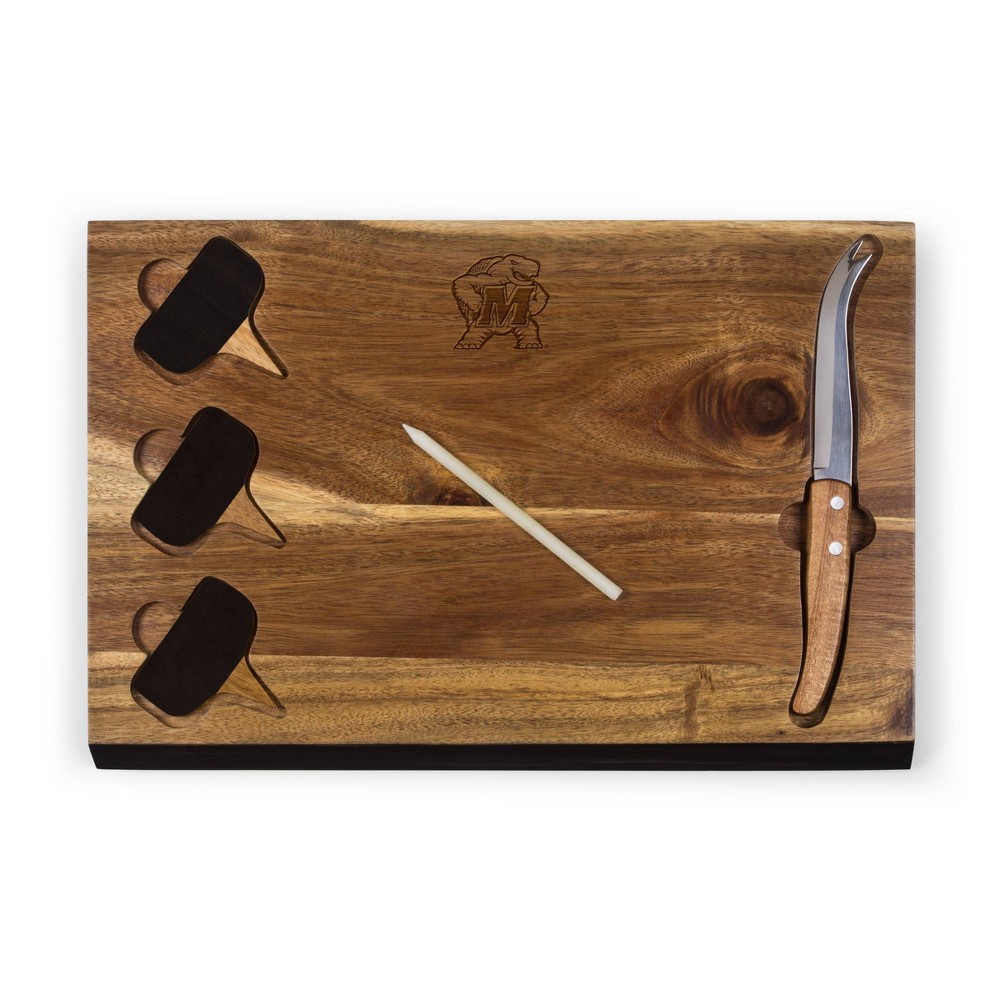NCAA Maryland Terrapins Delio Acacia Wood Cheese Cutting Board and Tool Set