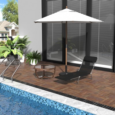 Black and Silver Foldable Mesh Chaise Lounge Chair with Pillow