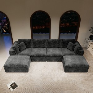 GDFStudio Verlano Modular Plush Corduroy Upholstered Sectional Sofa - 1 of 4