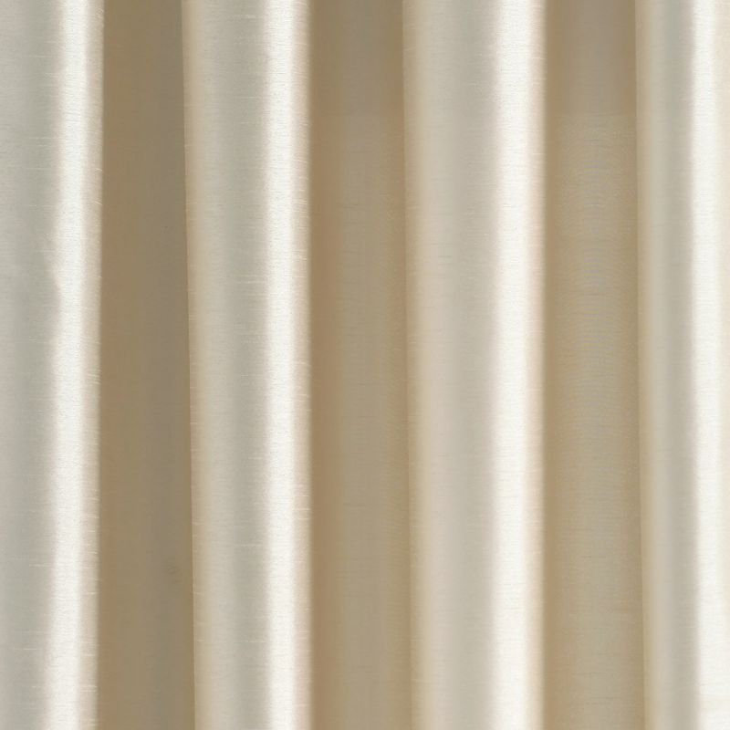 Luxury Mid Century Geo Faux Silk Jacquard Border Window Curtain Panel Wheat/Green Single 52x84, 5 of 7