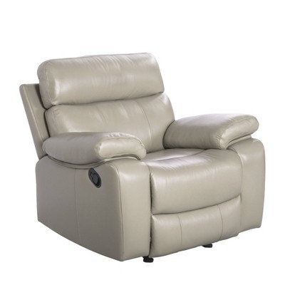 Cortez Leather Recliner Beige - Abbyson Living
