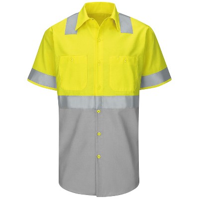 Red Kap Men's High Visibility Short Sleeve Color Block Ripstop Work ...