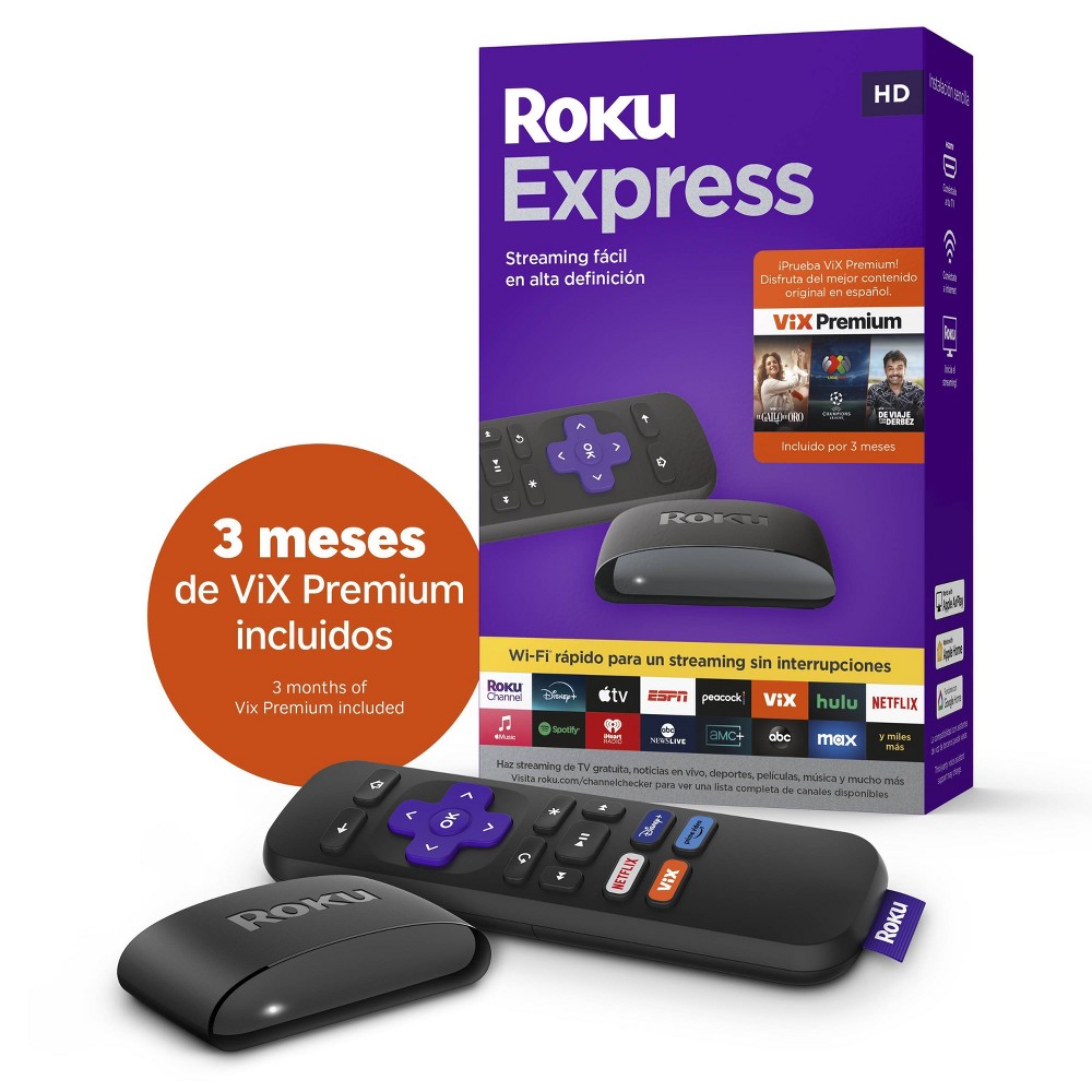 Roku Express (Spanish Edition) HD Streaming Device with VIX Premium Offer Roku Express HD Dispositivo de Streaming Con VIX Premium