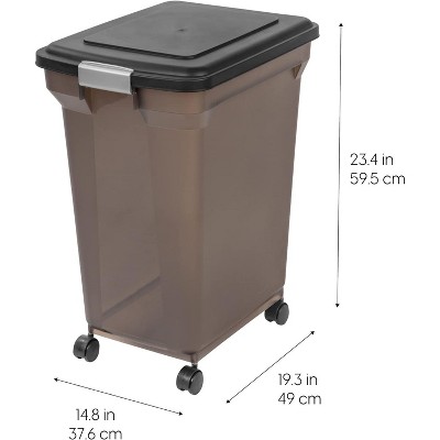 Black 67-Quart Airtight Plastic Pet Food Storage Container