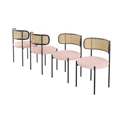 Infurnic Accent Chairs, Modern Upholstered Chairs Set with Sturdy Legs, for Kitchen and Dining Room, 4PCS, Pink, 20.5"*20.5"*30"