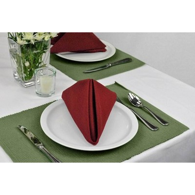 Sage Green Ribbed Cotton Kitchen Placemats, Set of 6, 19" x 13"