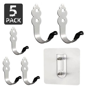 phiestina Decorative Huacu-Shaped Hooks, No-Drill Hanging Hooks for Clothes, Hats, Small Items, Set of 5 - 1 of 4