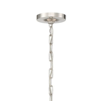 Mirage Polished Nickel 6-Light Chandelier with Hand Cut Crystal and Silk Shade