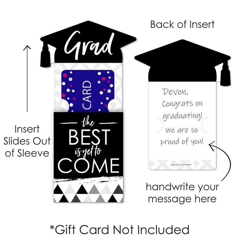 Big Dot of Happiness Black and White Grad - Best is Yet to Come - Graduation Party Money and Gift Card Sleeves - Nifty Gifty Card Holders - Set of 8, 5 of 8