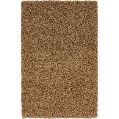 Luxurious 8' x 10' Blue Solid Shag Synthetic Area Rug