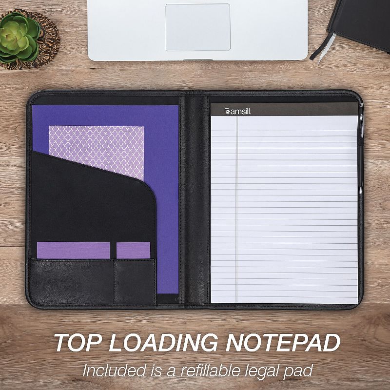 Samsill Professional Padfolio Storage Pockets/Card Slots Writing Pad Black 70810, 4 of 6
