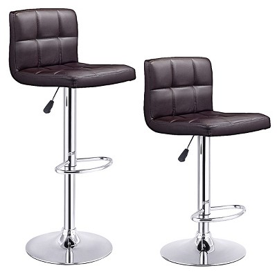 Tangkula Modern Square PU Leather Adjustable Swivel Barstools,Set of 2